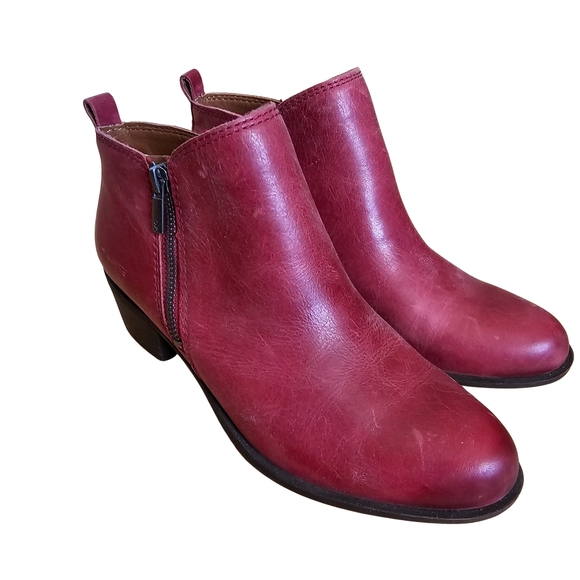 Lucky Brand Basel Ankle Booties – Red Leather – Size 8M - Picture 1 of 8